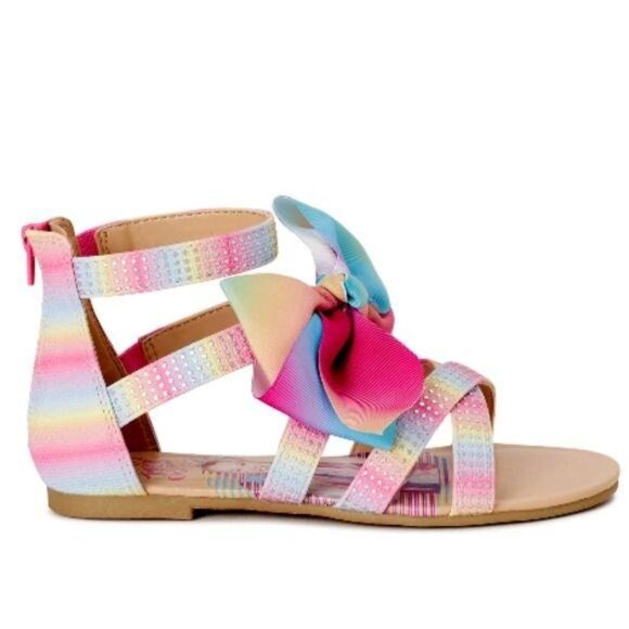 Jojo Siwa Size 4 Gladiator Sandals Girls Rainbow Bow - Picture 4 of 8